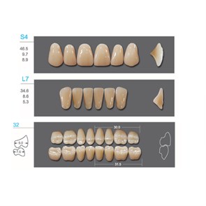 Kaifeng - зубы акриловые, верхние S4, цвет C2, коробка 4х28 шт C2S4/L7/32_Kaifeng