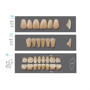 Kaifeng - зубы акриловые, верхние T6, цвет C2, коробка 4х28 шт C2T6/L7/32_Kaifeng