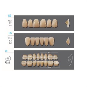 Kaifeng - зубы акриловые, верхние S3, цвет C4, коробка 4х28 шт C4S3/L5/30_Kaifeng