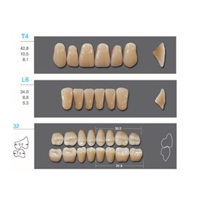 Kaifeng - зубы акриловые, верхние T4, цвет B3, коробка 4х28 шт B3T4/L6/32_Kaifeng