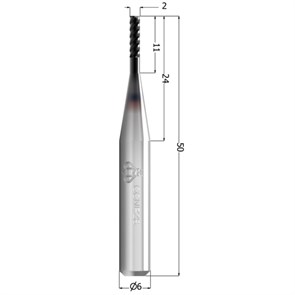 Сверло CC CoCrTi, прямое, с кольцом, 2 мм CCNP2SR