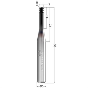 Сверло CC CoCrTi, R=0.4, тор, 3 мм CCNPTI3T