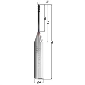 Сверло CC CoCrTi/PMMA, прямое, длинное, 1,5 мм CCNP1.5SL