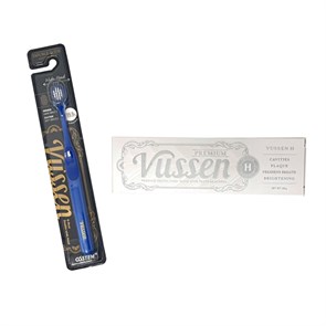 Комплект зубная паста Vussen H + щетка Vussen "Double-Wide", синяя pack19F005_BLUE