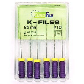 K-Files - ручные файлы, 25 мм, №10, сталь, 6 шт 1831025010-/-18301025010