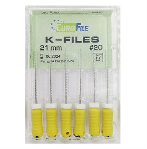 K-Files - ручные файлы, 21 мм, №20, сталь, 6 шт 1831021020-/-18301021020