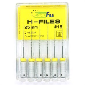 H-Files - ручные файлы, 25 мм, №15, сталь, 6 шт 1832025015-/-18302025015