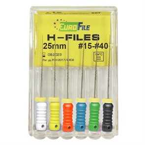 H-Files - ручные файлы, 25 мм, №15-40, сталь, 6 шт 1832025100