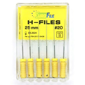 H-Files - ручные файлы, 25 мм, №20, сталь, 6 шт 1832025020-/-18302025020