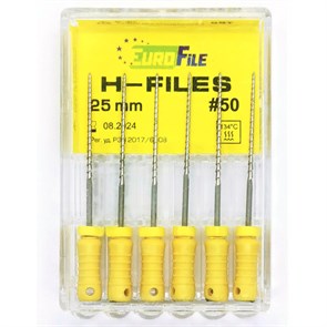 H-Files - ручные файлы, 25 мм, №50, сталь, 6 шт 1832025050-/-18302025050