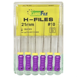 H-Files - ручные файлы, 21 мм, №10, сталь, 6 шт 1832021010-/-18302021010