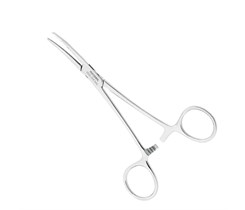 Asa Dental 0520-2 - зажим "Москит" изогнутый по плоскости, 14 см 0520-2