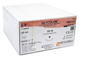 Гликолон (Glycolon) фиолетовый 5/0, 1 EP, DS 18 (О/Р 3/8), 45см, 24шт, PB 41421, Resorba УТ-00005909