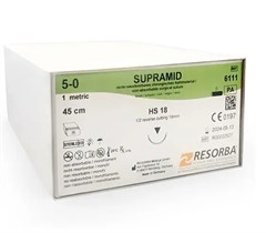 Супрамид (Supramid) черный 5/0, 1 EP, HS 18 (О/Р 1/2), 45см, 36шт, 6111К, Resorba УТ-00005906