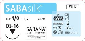 САБАсилк S43182-75 4/0 (24шт, 75см, 18мм, 1/2), обр.-реж., трехгр., SABANA 00000014116