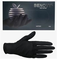 Перчатки нитриловые M (7-8), 100шт, черные, Benovy УТ-00009128