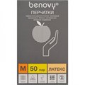 Перчатки латексные Benovy M (7/8), 100шт. 1231912267 - фото 333232