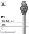 Боры стоматологические алмазные FG 811L/038, черн., 6шт. ISO код 314039544038, арт: FG241/6 CB FG241/6CB - фото 386599