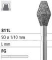 Боры стоматологические алмазные FG 811L/037, зел., 1шт. ISO код 314039534037, арт: FG241/1 C FG241/1C - фото 387649