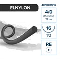 Полиамид ELNYLON — нерассасывающаяся нить, 1/2, колющая игла с квадратным телом 16 мм, толщина 4/0 (1,5), 75 см, 12 шт 40N7HRE16 - фото 389061