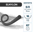 Полиамид ELNYLON — нерассасывающаяся нить, 1/2, таперкат 16 мм, толщина 6/0 (0,7), 75 см, 12 шт 60N7HRT16 - фото 389080