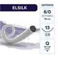 ELSILK S — нерассасывающаяся нить, 3/8, обратно-режущая игла 13 мм, толщина 6/0 (0,7), 75 см, 12 шт 60I7DQ13 - фото 389084