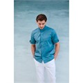 Рубашка мужская, со стойкой, с коротким рукавом, деним, 48 DRN733-DNM-48 - фото 407905