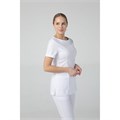 Туника женская с молнией сзади, короткий рукав, белый, 52 DRN415-WHT-52 - фото 426178