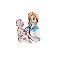 Значок "Педиатр с малышом", кучерявая брюнетка AW_M20-(br) - фото 429039