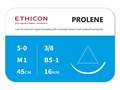 Шовный материал PROLENE (Пролен) 5/0, игла режущая 16 мм, окружность 3/8, нить 45 см синяя 12 шт/упак W527 - фото 473509
