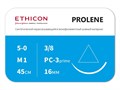 Пролен 5/0, П-режущая, 16мм, 3/8окр, 45см, 24 шт., ETHICON (США) W8006Т - фото 482917