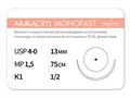 Рассасывающаяся нить с атравматической колющей иглойARMACRYL MONOFAST/Армакрил монофаст (4-0) 75 см - материал хирургический шовный стерильный с атравматической колющей иглой G2157513111-уп - фото 483160