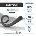 Полиамид ELNYLON — нерассасывающаяся нить, 3/8, обратно-режущая игла 16 мм, толщина 5/0 (1), 75 см, 12 шт 50N7DQ16 - фото 487330