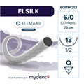 Шовный материал ELSILK 6/0 (12 шт, 75 см, 1/2, 13 мм, обратно-режущая) 60I7HQ13 - фото 489298