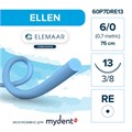 Шовный материал ELLEN 6/0 (12 шт, 75 см, 3/8, 13 мм, колющая с квадратным телом) 60P7DRE13 - фото 489524